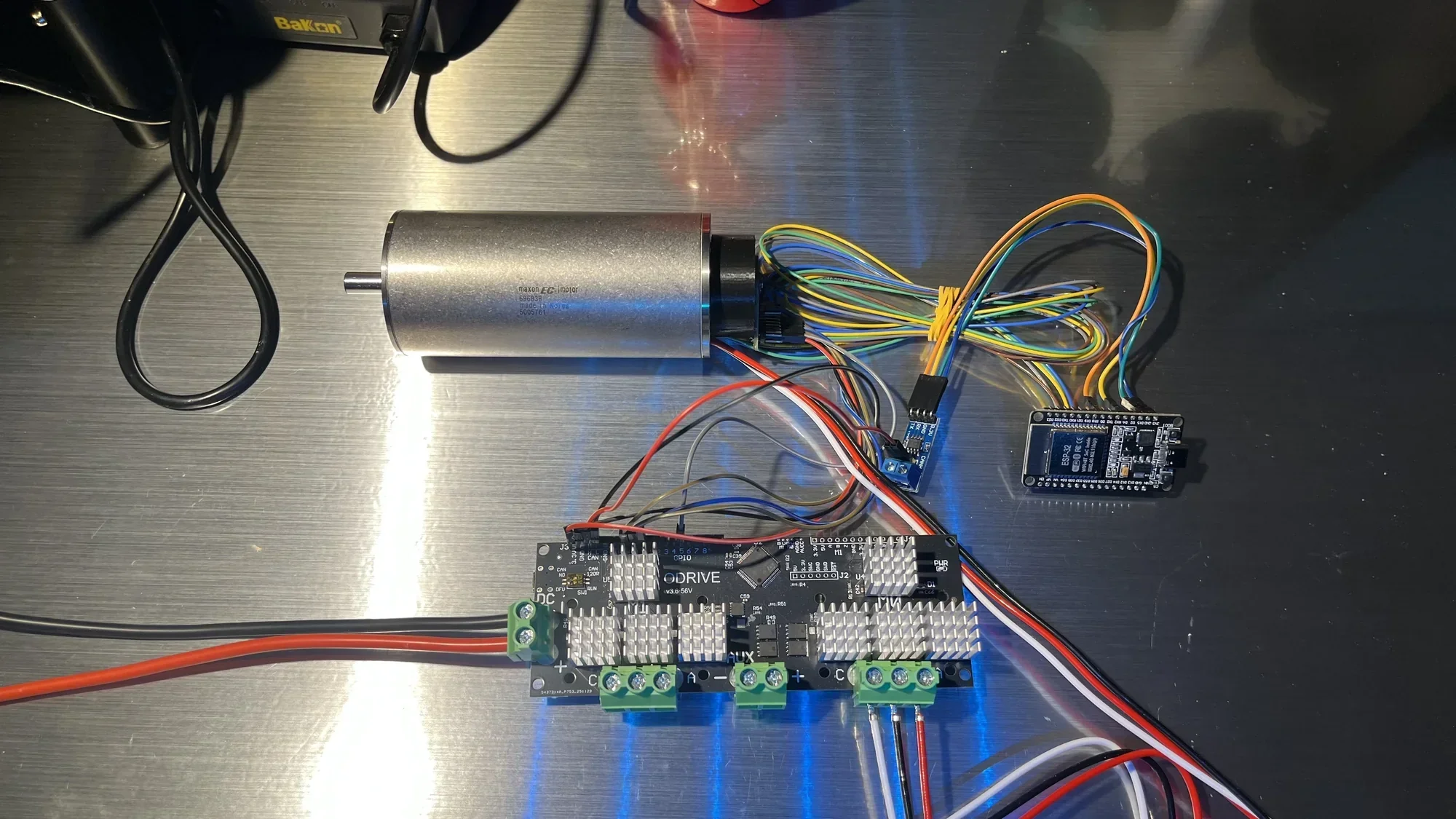Maxon motor + ODrive on bench